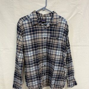 Patagonia Plaid Button-Down Shirt in Navy and Tan